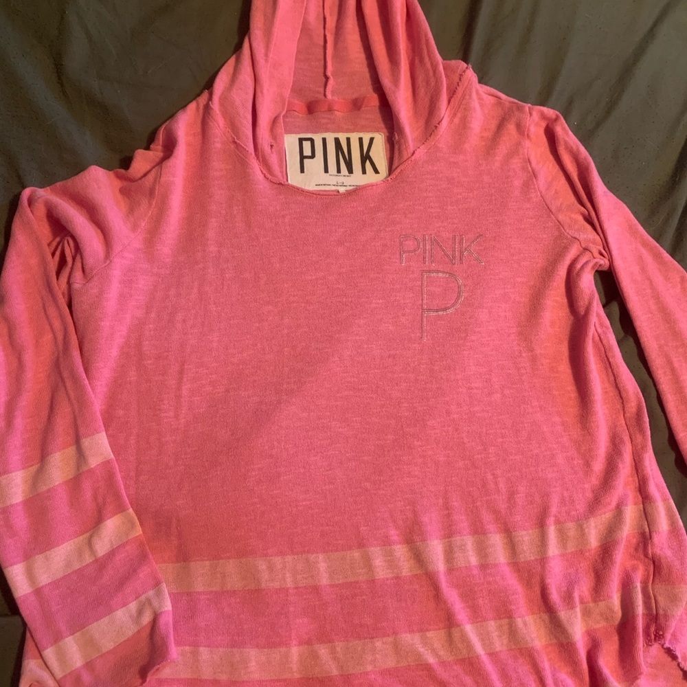 PINK lightweight hooded sweater size L pink